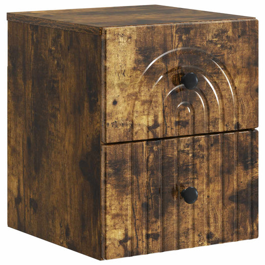 Wall-Mounted Bedside Cabinet Smoked Oak 33 x 34.5 x 40 cm