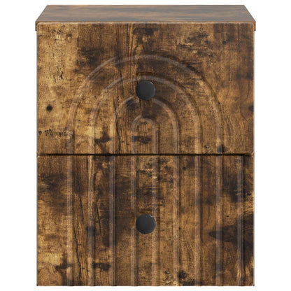 Wall-Mounted Bedside Cabinet 2 pcs Smoked Oak 33 x 34.5 x 40 cm
