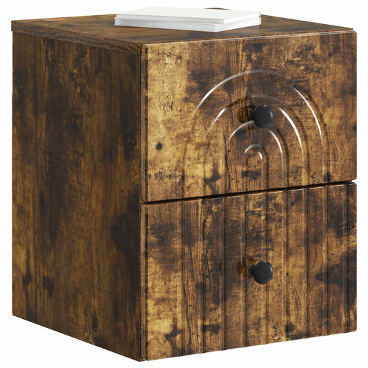 Wall-Mounted Bedside Cabinet 2 pcs Smoked Oak 33 x 34.5 x 40 cm