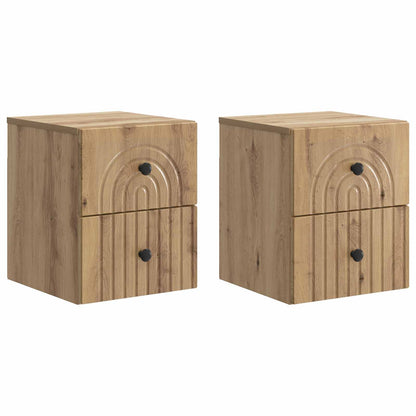 Wall-Mounted Bedside Cabinet 2 pcs Artisan Oak Engineered Wood