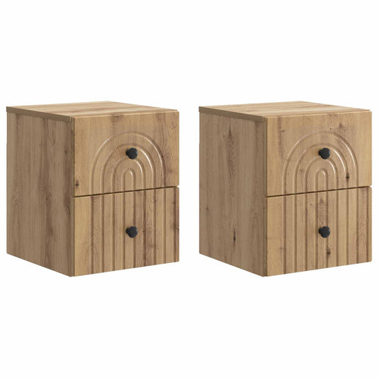 Wall-Mounted Bedside Cabinet 2 pcs Artisan Oak Engineered Wood