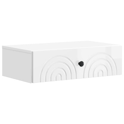 Wall-Mounted Side Table High Gloss White 59 x 34.5 x 17 cm