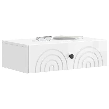 Wall-Mounted Side Table High Gloss White 59 x 34.5 x 17 cm