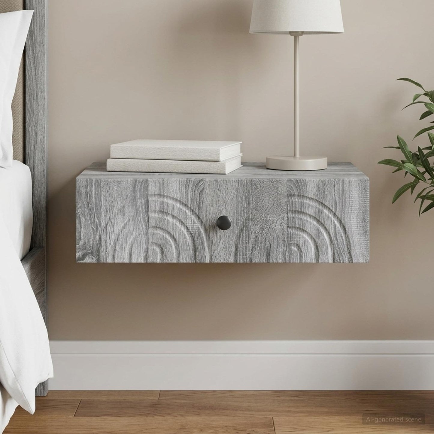 Wall-Mounted Side Table Grey Sonoma 59 x 34.5 x 17 cm
