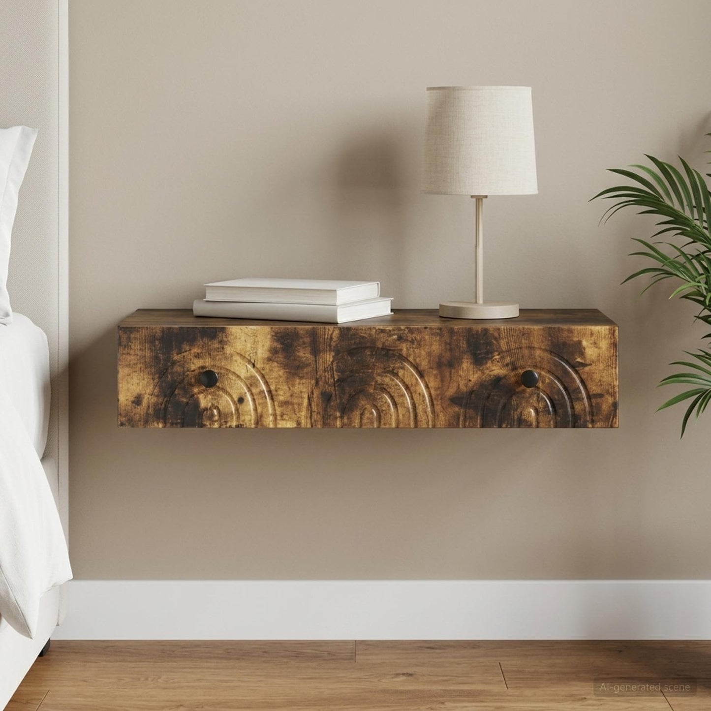 Wall-Mounted Side Table Smoked Oak 87.5 x 34.5 x 17 cm