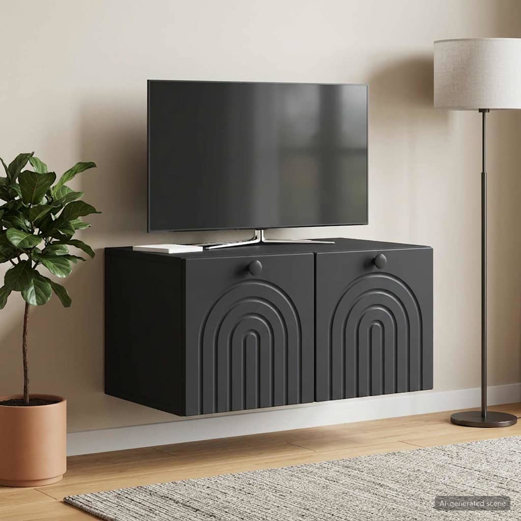 Wall-Mounted TV Cabinet Black 59.5 x 41 x 30 cm Engineered Wood