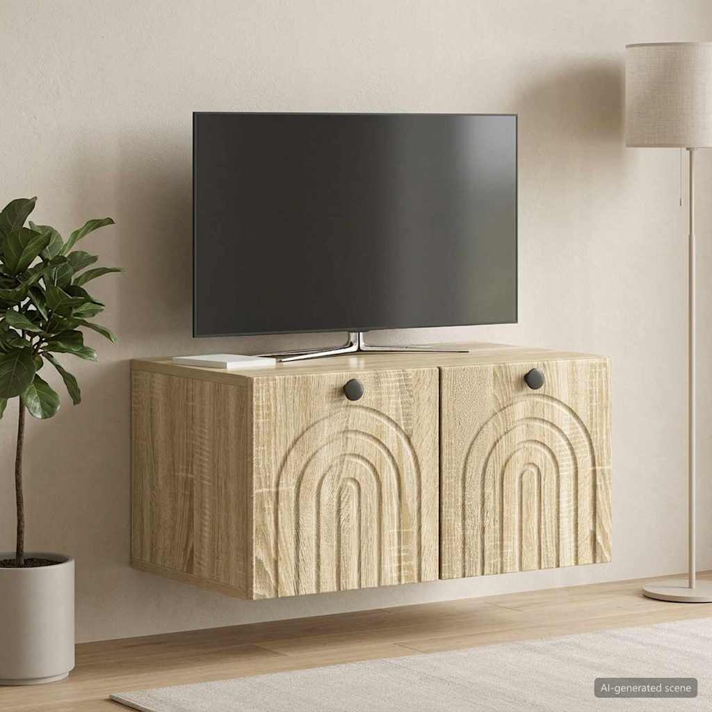 Wall-Mounted TV Cabinet Sonoma Oak 59.5 x 41 x 30 cm