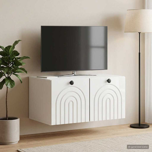 Wall-Mounted TV Cabinet High Gloss White 59.5 x 41 x 30 cm