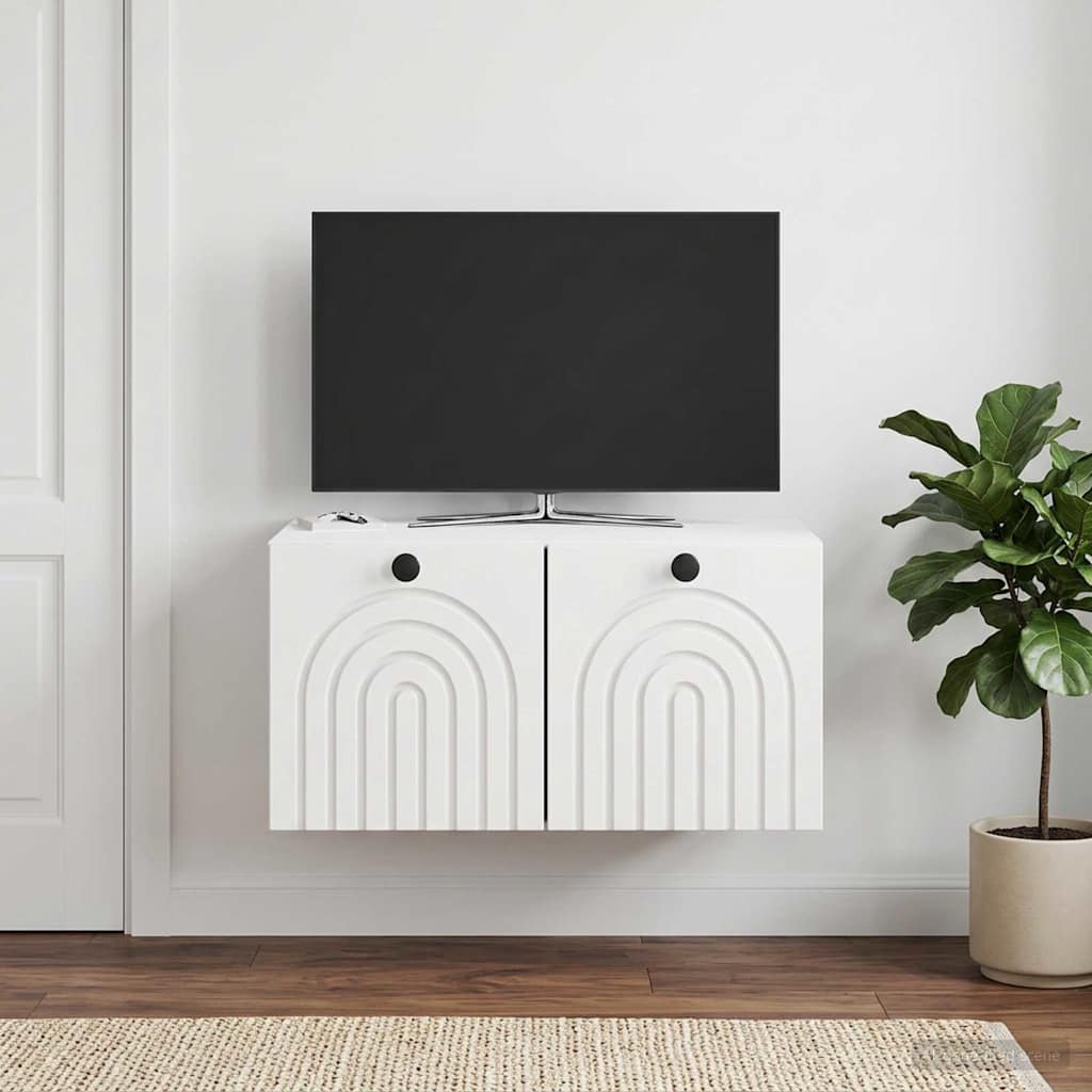 Wall-Mounted TV Cabinet High Gloss White 59.5 x 41 x 30 cm