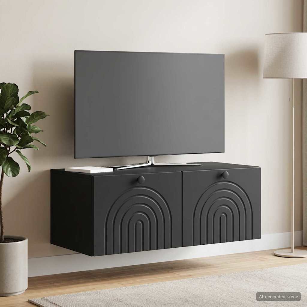 Wall-Mounted TV Cabinet Black 78.5 x 41 x 30 cm Engineered Wood