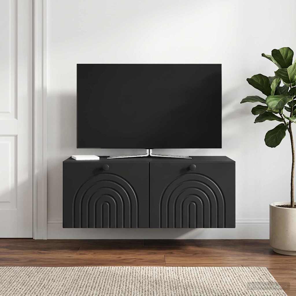 Wall-Mounted TV Cabinet Black 78.5 x 41 x 30 cm Engineered Wood