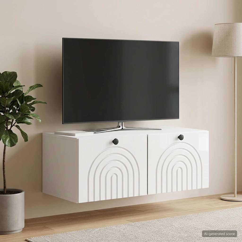 Wall-Mounted TV Cabinet High Gloss White 78.5 x 41 x 30 cm