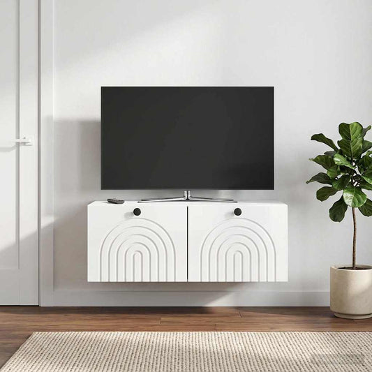 Wall-Mounted TV Cabinet High Gloss White 78.5 x 41 x 30 cm