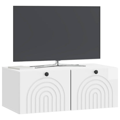 Wall-Mounted TV Cabinet High Gloss White 78.5 x 41 x 30 cm