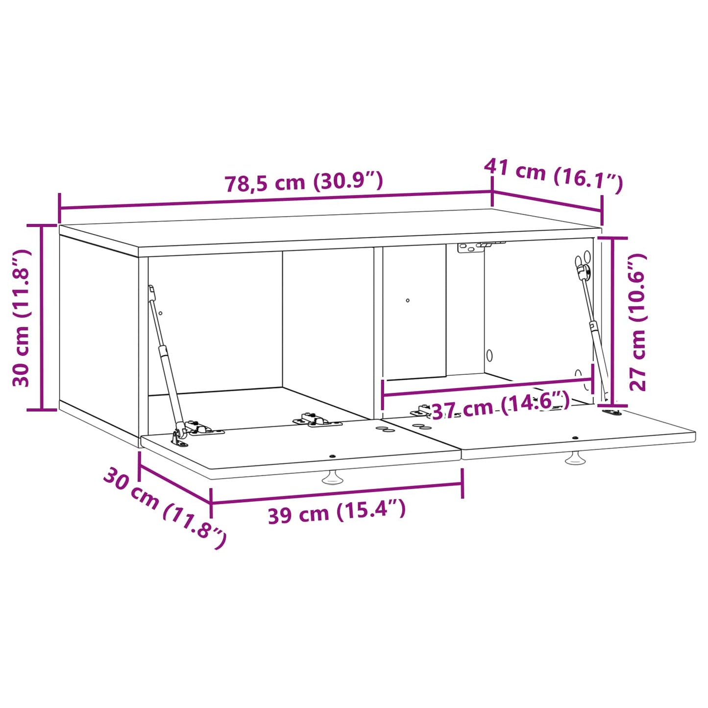 Wall-Mounted TV Cabinet Grey Sonoma 78.5 x 41 x 30 cm