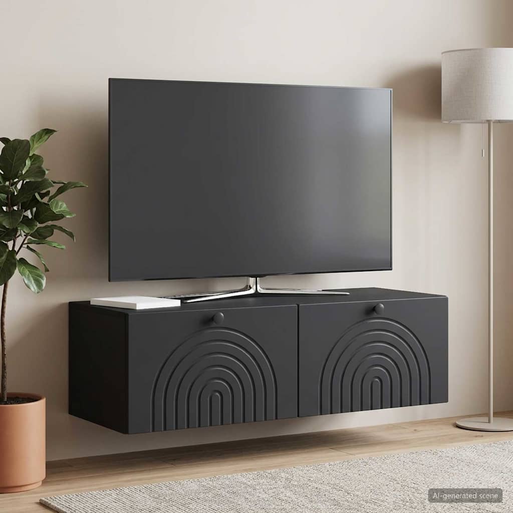 Wall-Mounted TV Cabinet Black 99 x 41 x 30 cm Engineered Wood