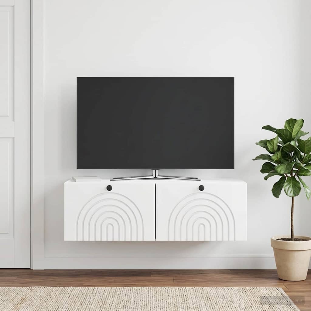 Wall-Mounted TV Cabinet High Gloss White 98 x 41 x 30 cm