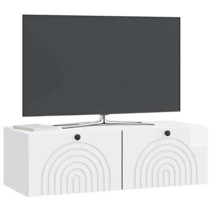 Wall-Mounted TV Cabinet High Gloss White 98 x 41 x 30 cm