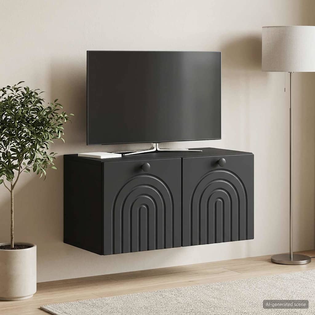 Wall-Mounted TV Cabinet Black 59.5 x 31 x 30 cm Engineered Wood
