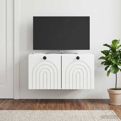 Wall-Mounted TV Cabinet High Gloss White 59.5 x 31 x 30 cm