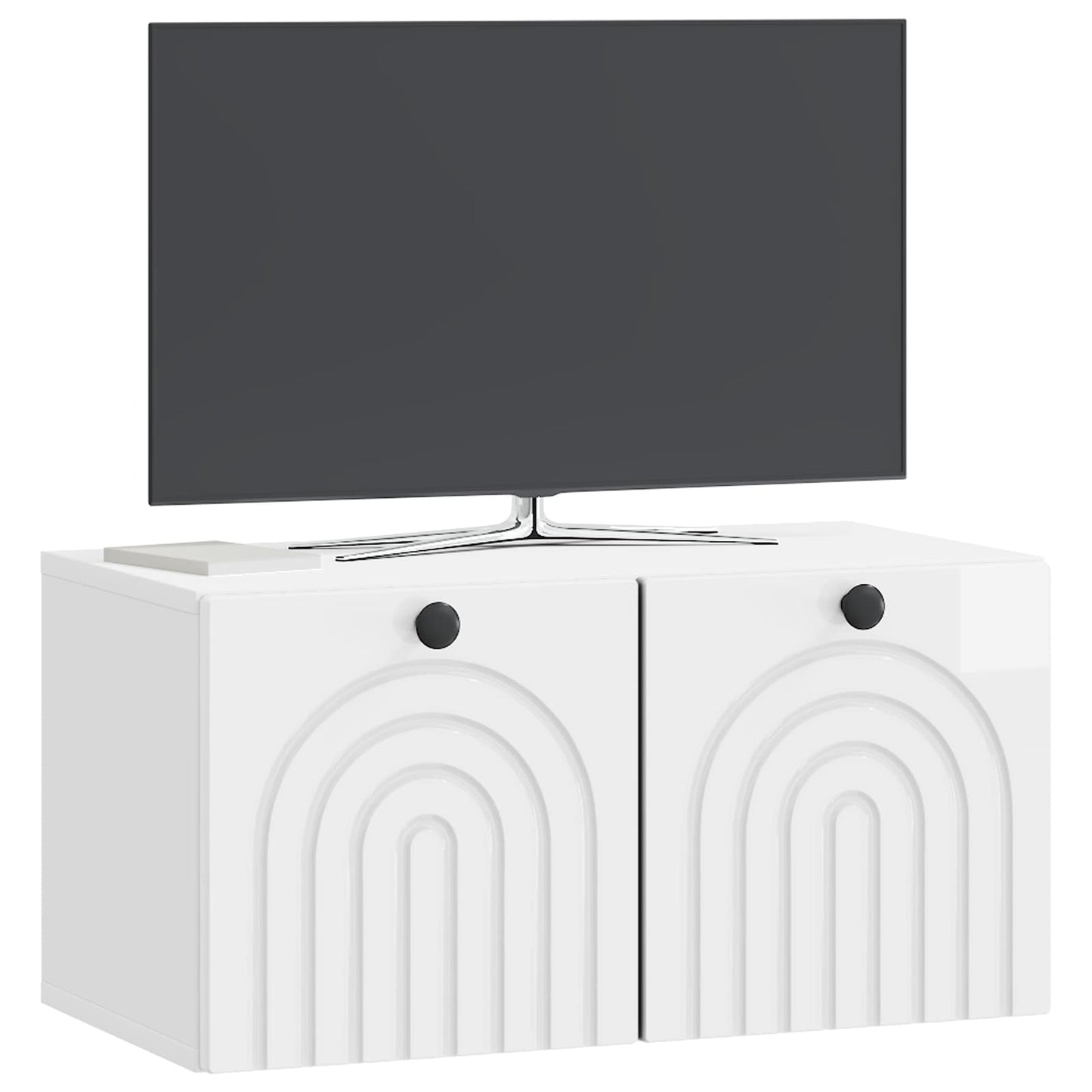 Wall-Mounted TV Cabinet High Gloss White 59.5 x 31 x 30 cm