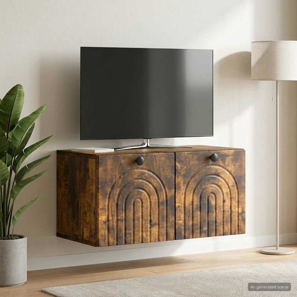 Wall-Mounted TV Cabinet Smoked Oak 59.5 x 31 x 30 cm