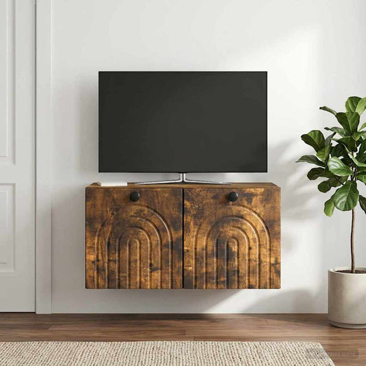Wall-Mounted TV Cabinet Smoked Oak 59.5 x 31 x 30 cm