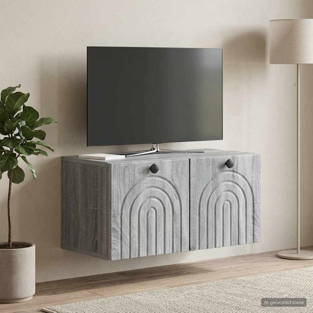 Wall-Mounted TV Cabinet Grey Sonoma 59.5 x 31 x 30 cm