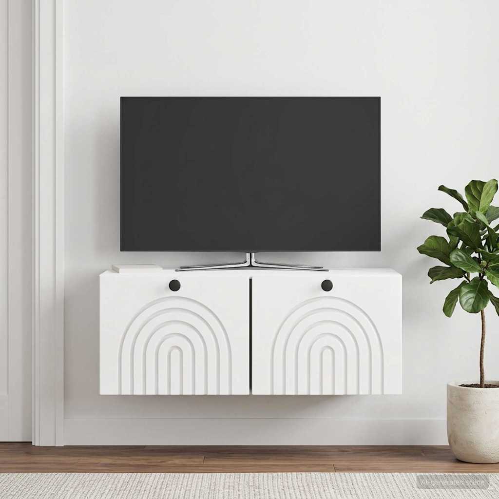 Wall-Mounted TV Cabinet High Gloss White 78.5 x 31 x 30 cm
