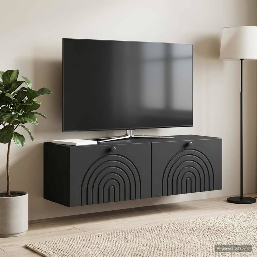 Wall-Mounted TV Cabinet Black 98 x 31 x 30 cm Engineered Wood
