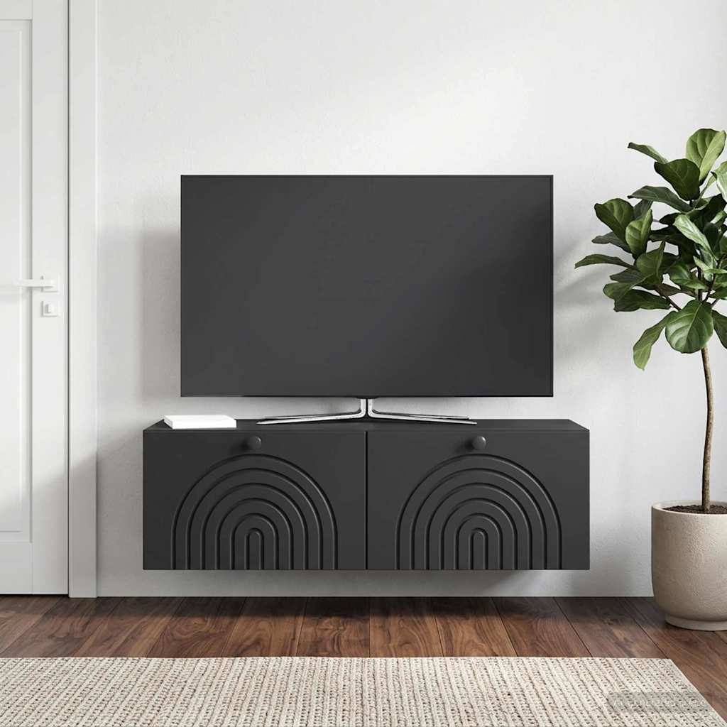 Wall-Mounted TV Cabinet Black 98 x 31 x 30 cm Engineered Wood