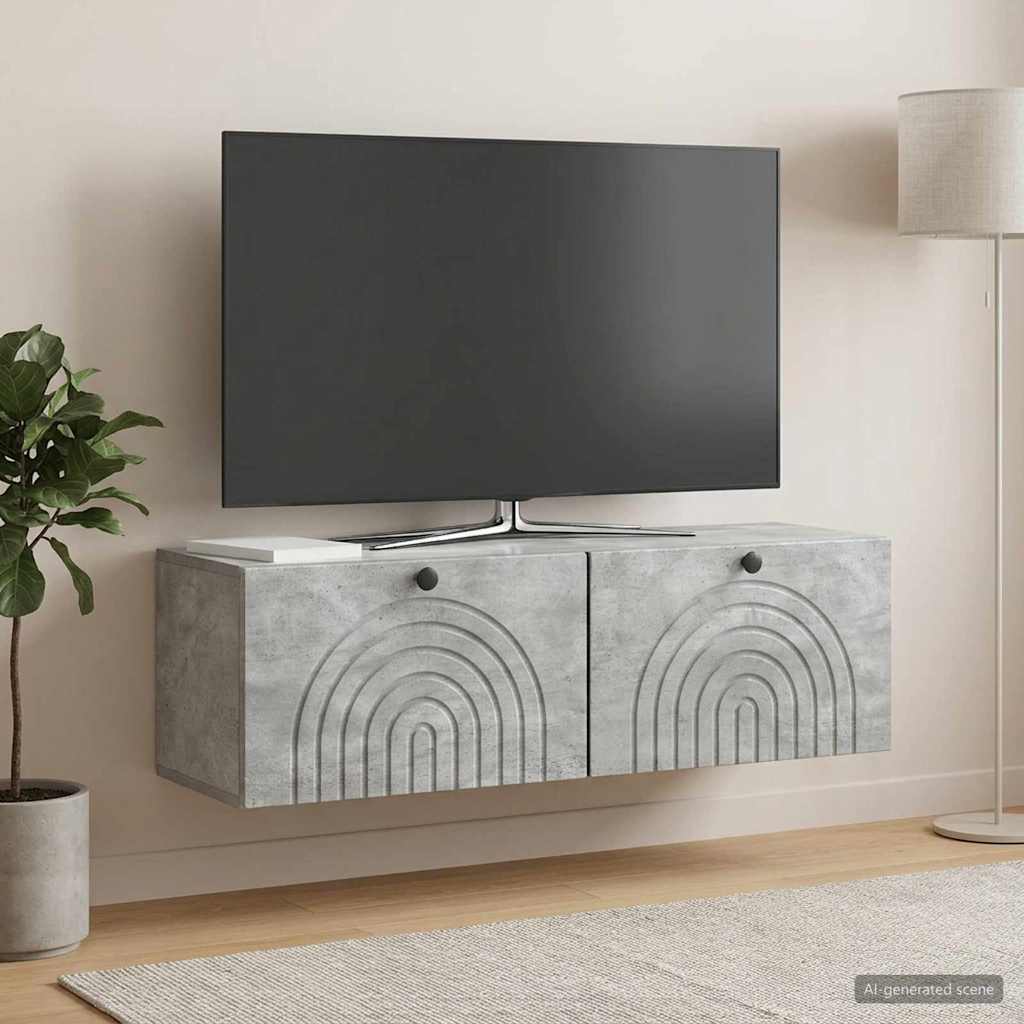 Wall-Mounted TV Cabinet Concrete Grey 98 x 31 x 30 cm