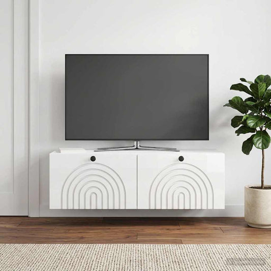Wall-Mounted TV Cabinet High Gloss White 98 x 31 x 30 cm
