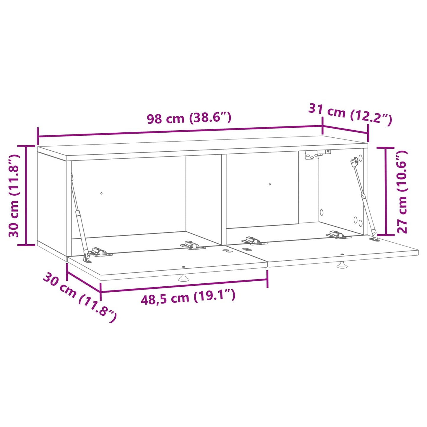 Wall-Mounted TV Cabinet High Gloss White 98 x 31 x 30 cm