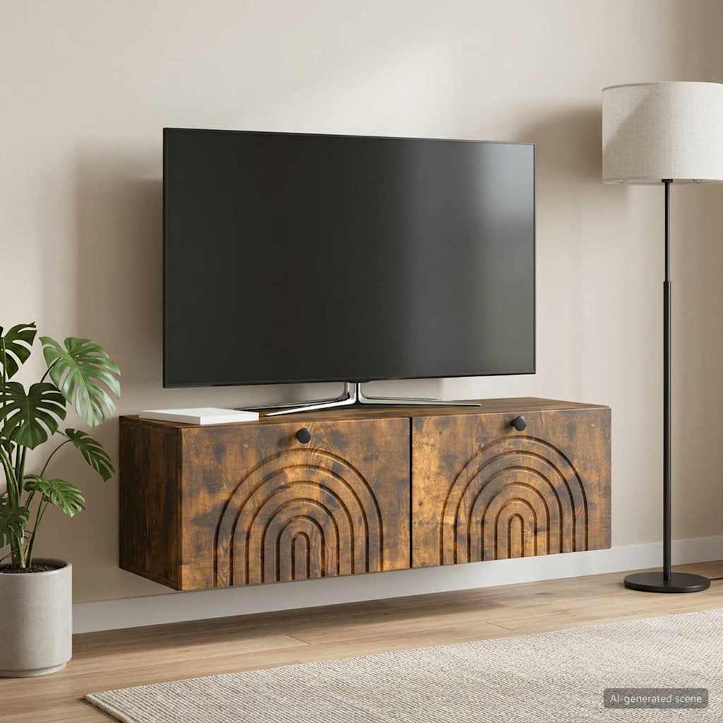 Wall-Mounted TV Cabinet Wall-mounted Smoked Oak 98 x 31 x 30 cm