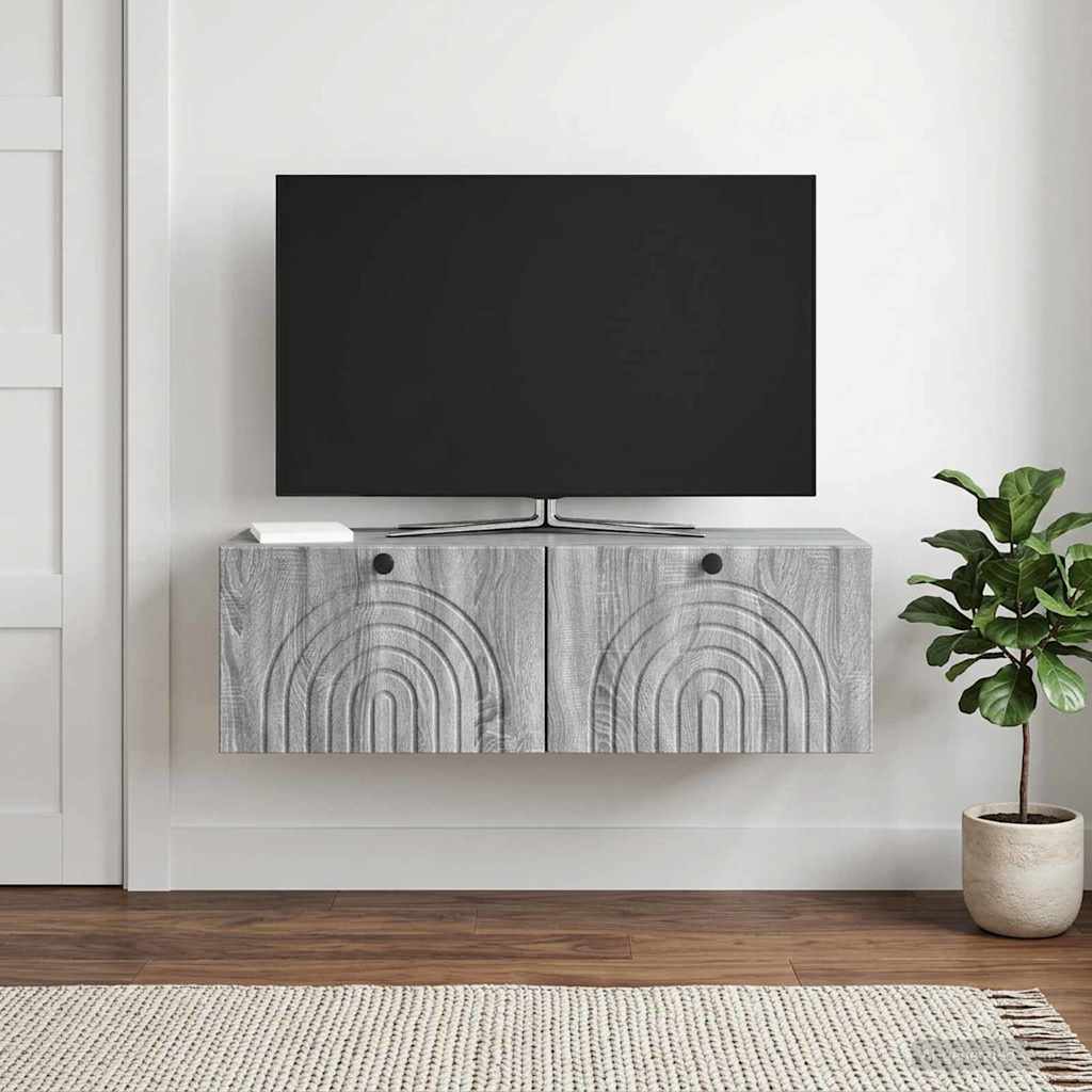 Wall-Mounted TV Cabinet Grey Sonoma 98 x 31 x 30 cm