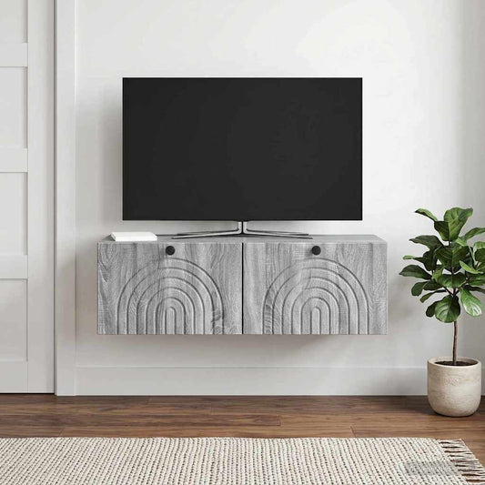 Wall-Mounted TV Cabinet Grey Sonoma 98 x 31 x 30 cm
