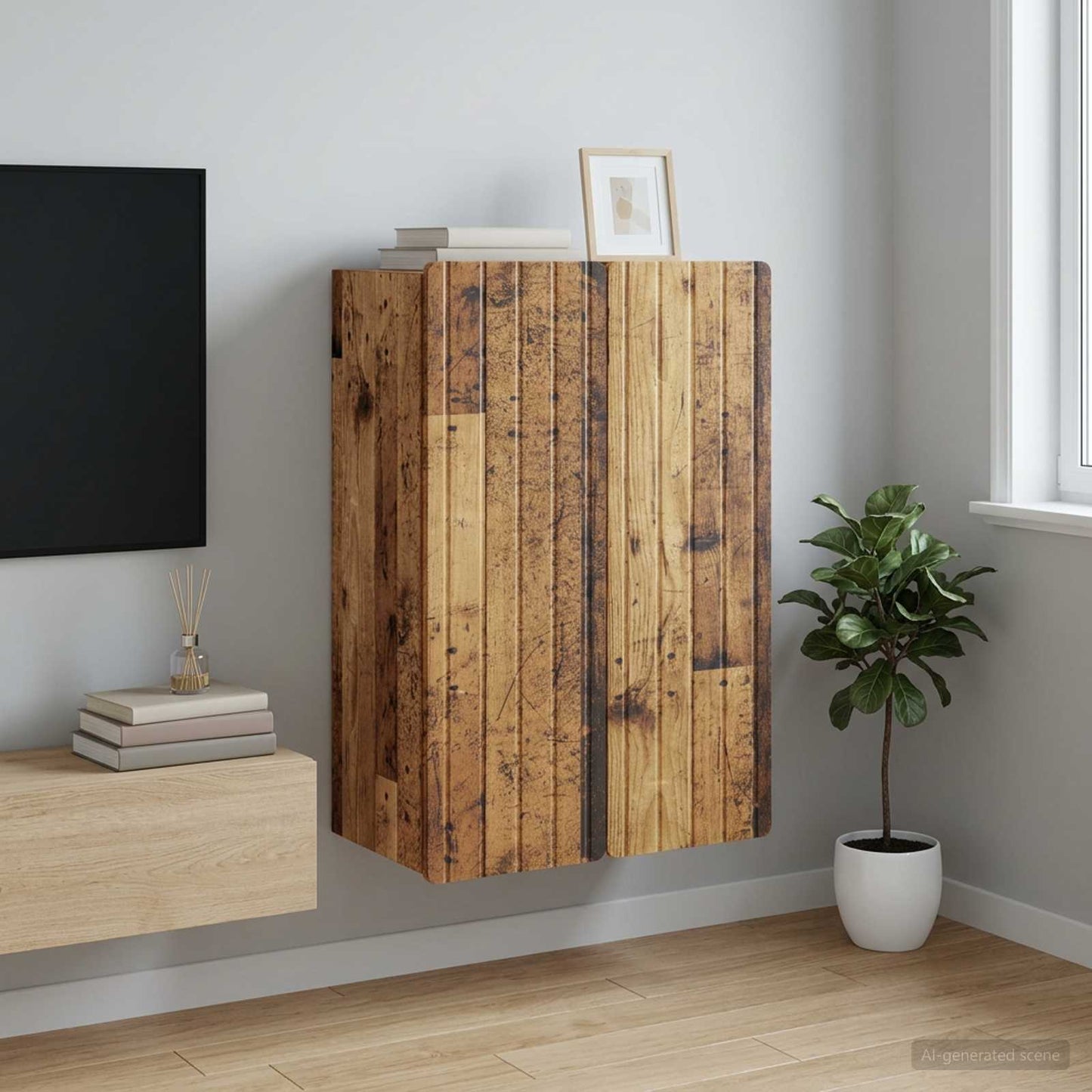 Wall-Mounted Cabinet Old Wood 66 x 34.5 x 92 cm Engineered Wood