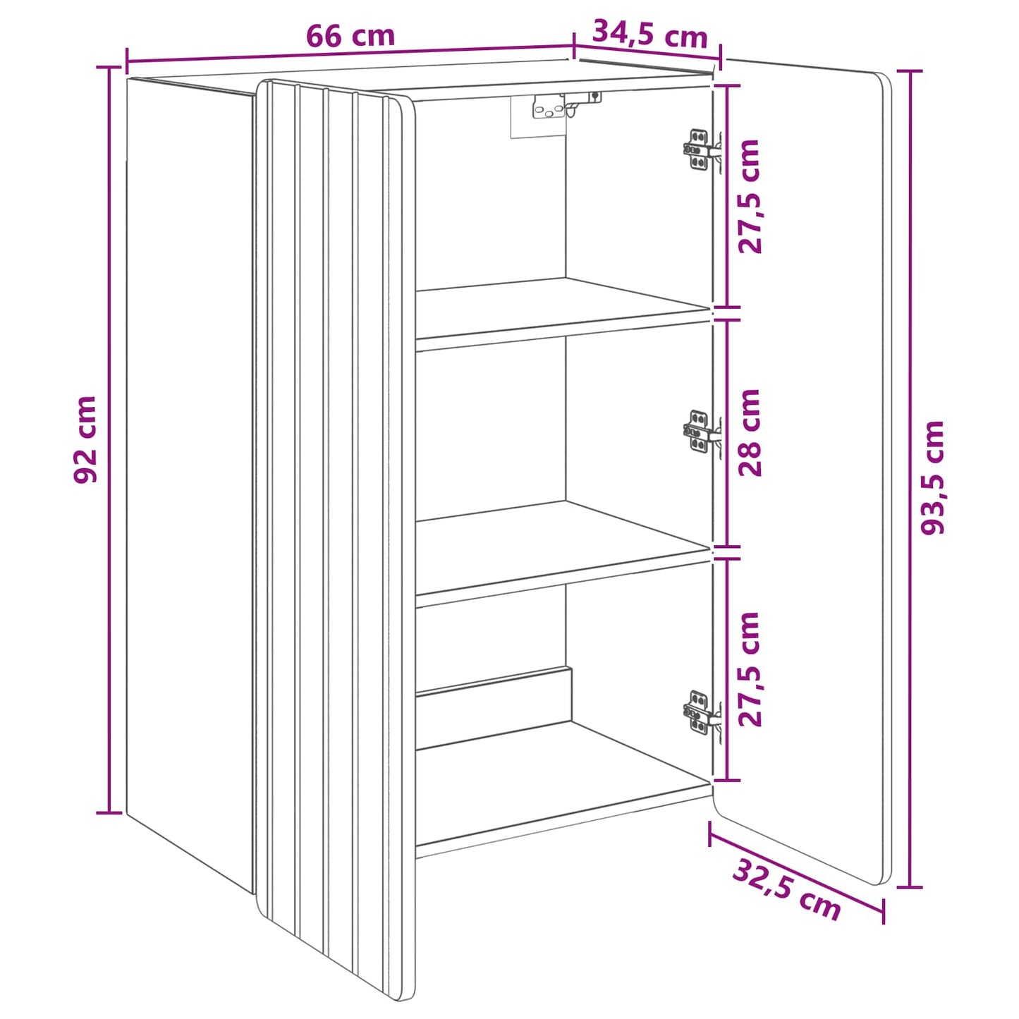 Wall-Mounted Cabinet Old Wood 66 x 34.5 x 92 cm Engineered Wood