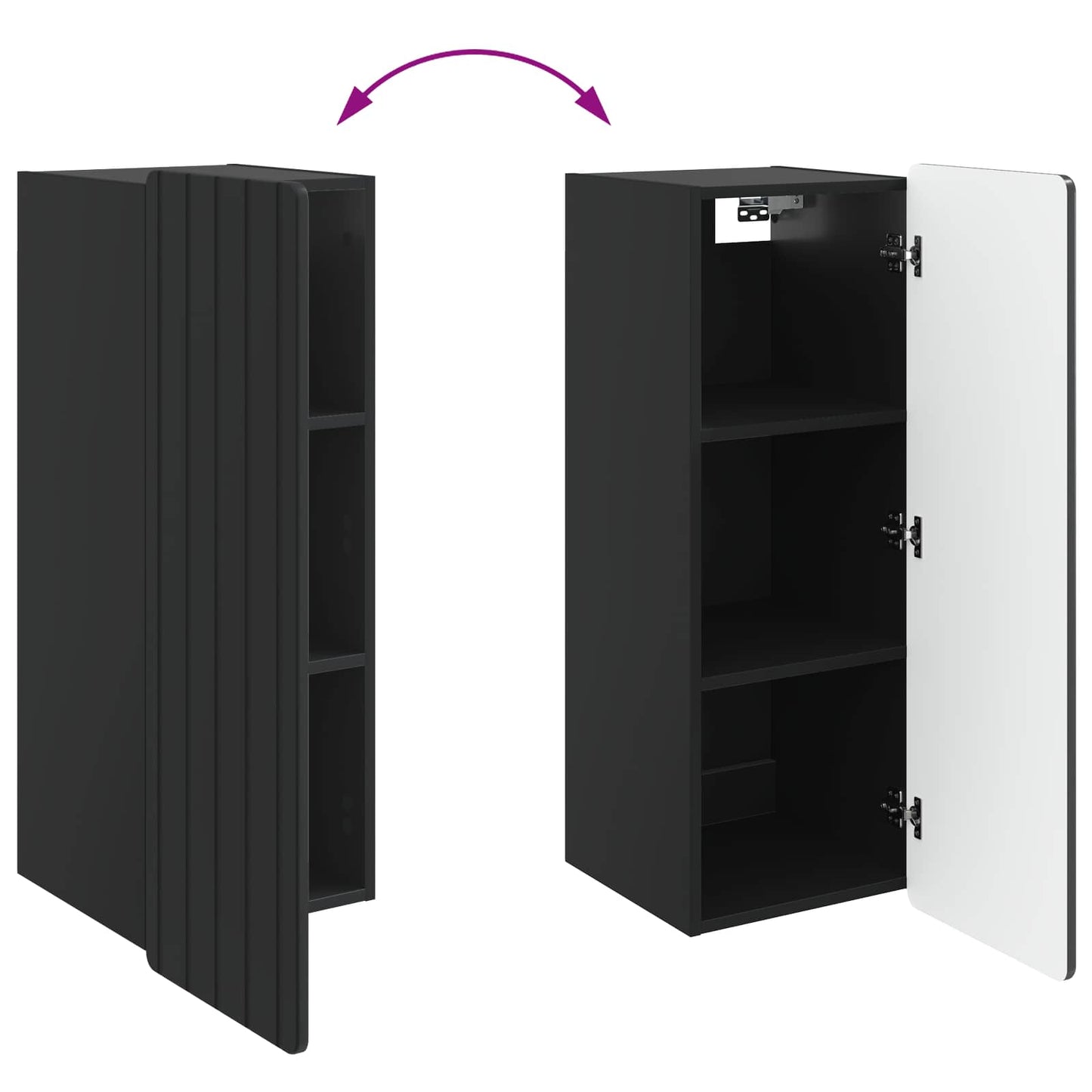 Wall-Mounted Cabinet Black 33 x 34.5 x 94 cm Engineered Wood