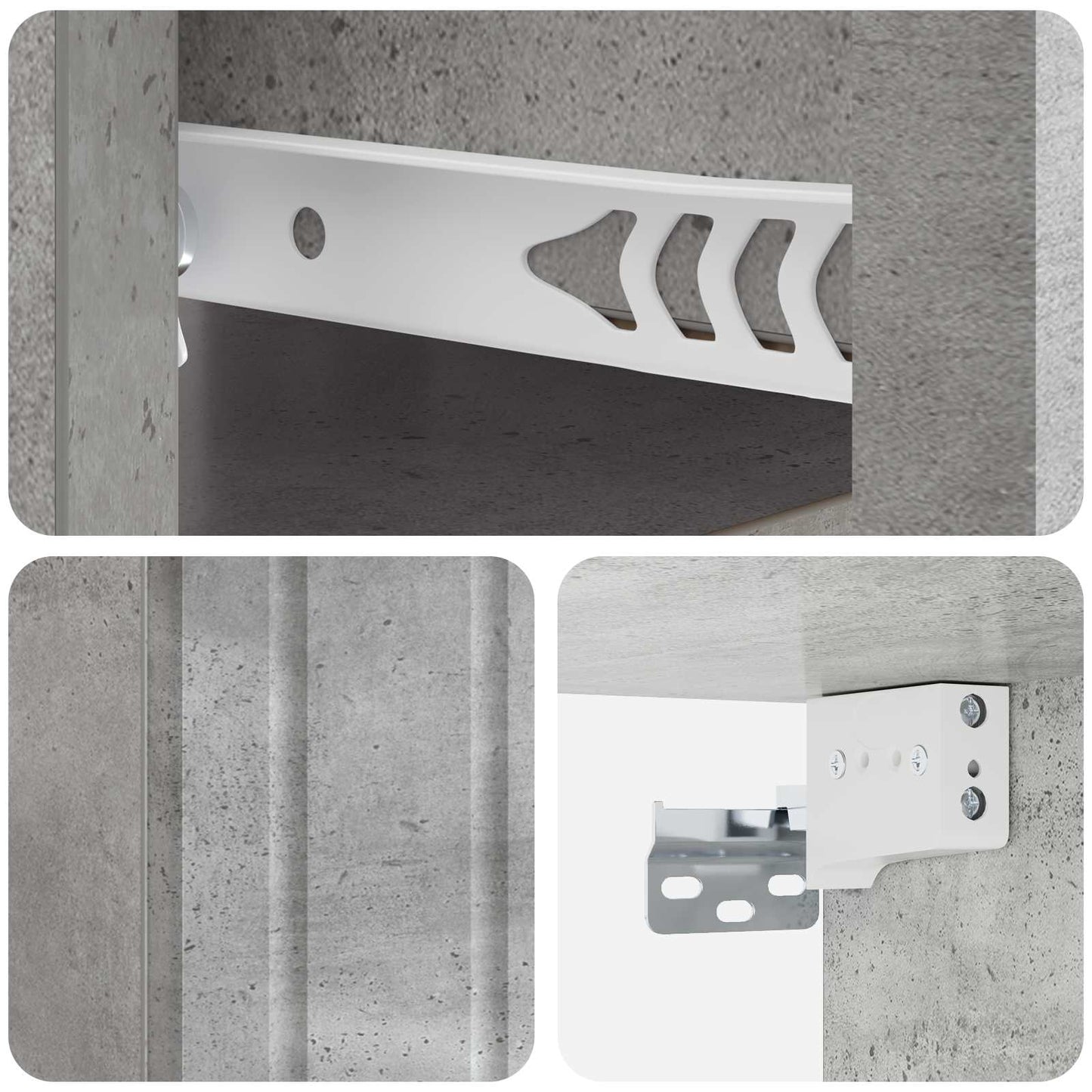 Wall-Mounted Bedside Cabinet with Drawer 2 pcs Concrete Grey