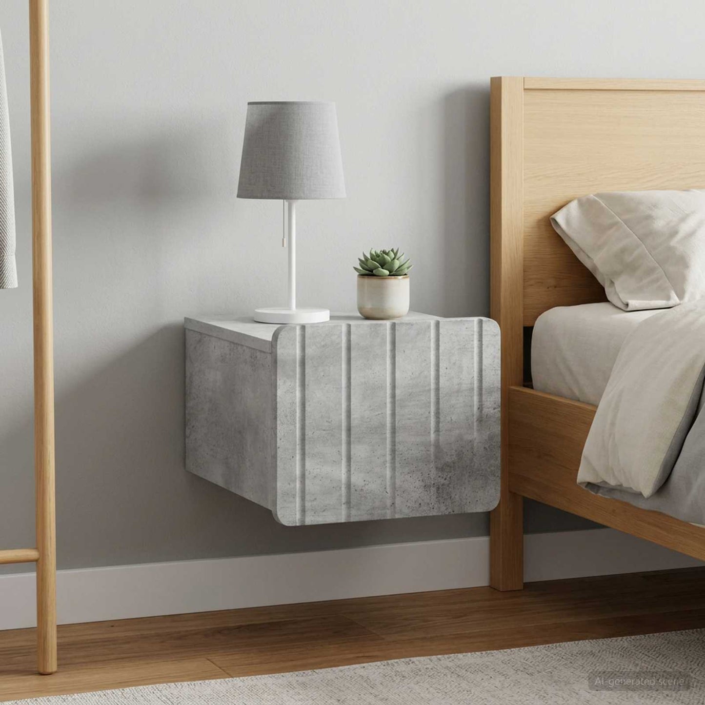 Wall-Mounted Bedside Cabinet 2 pcs Concrete Grey