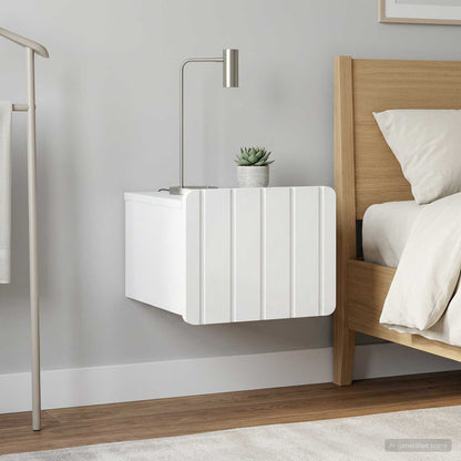 Wall-Mounted Bedside Cabinet with Drawer 2 pcs High Gloss White