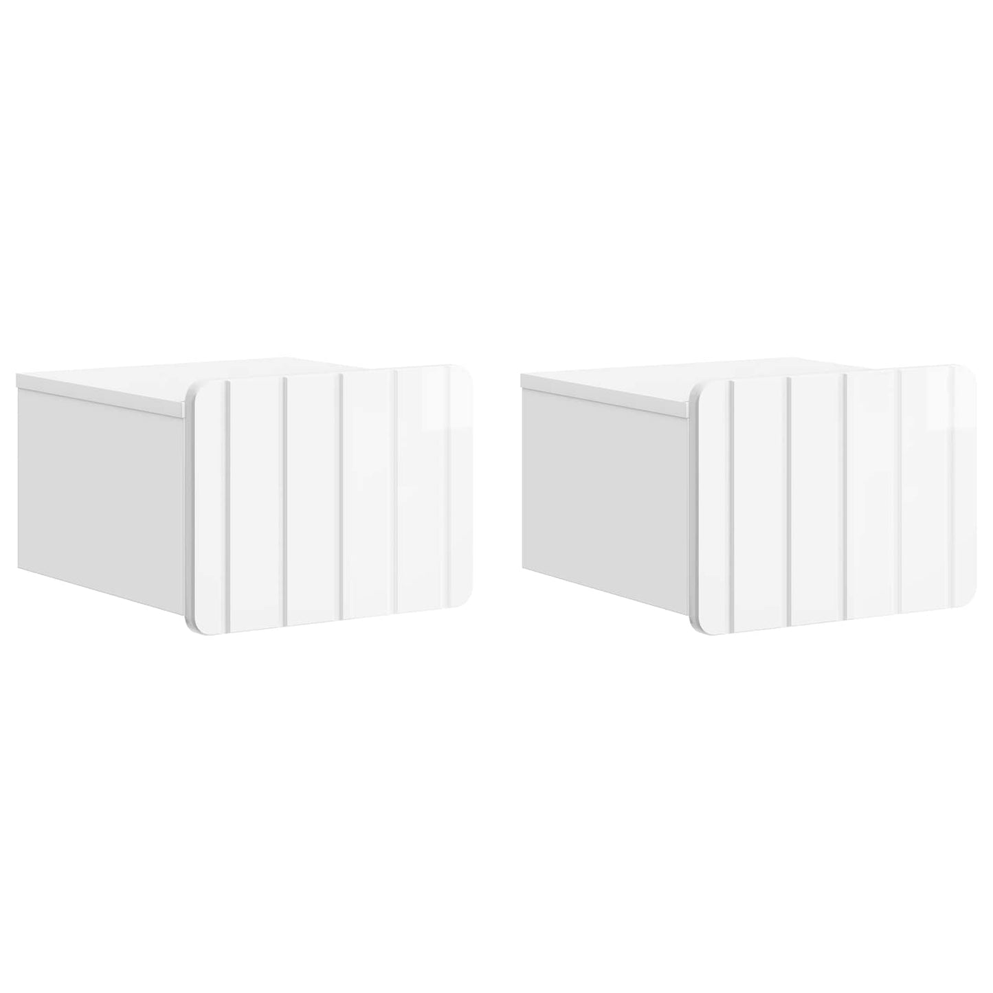 Wall-Mounted Bedside Cabinet with Drawer 2 pcs High Gloss White
