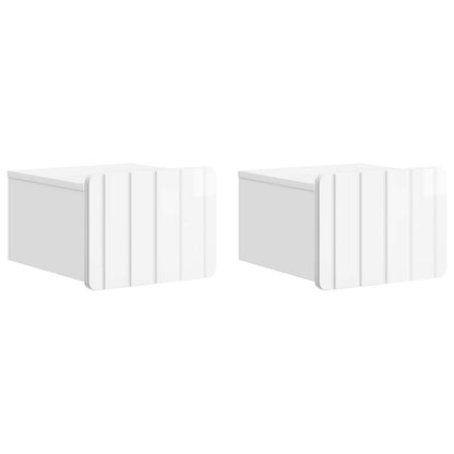 Wall-Mounted Bedside Cabinet with Drawer 2 pcs High Gloss White