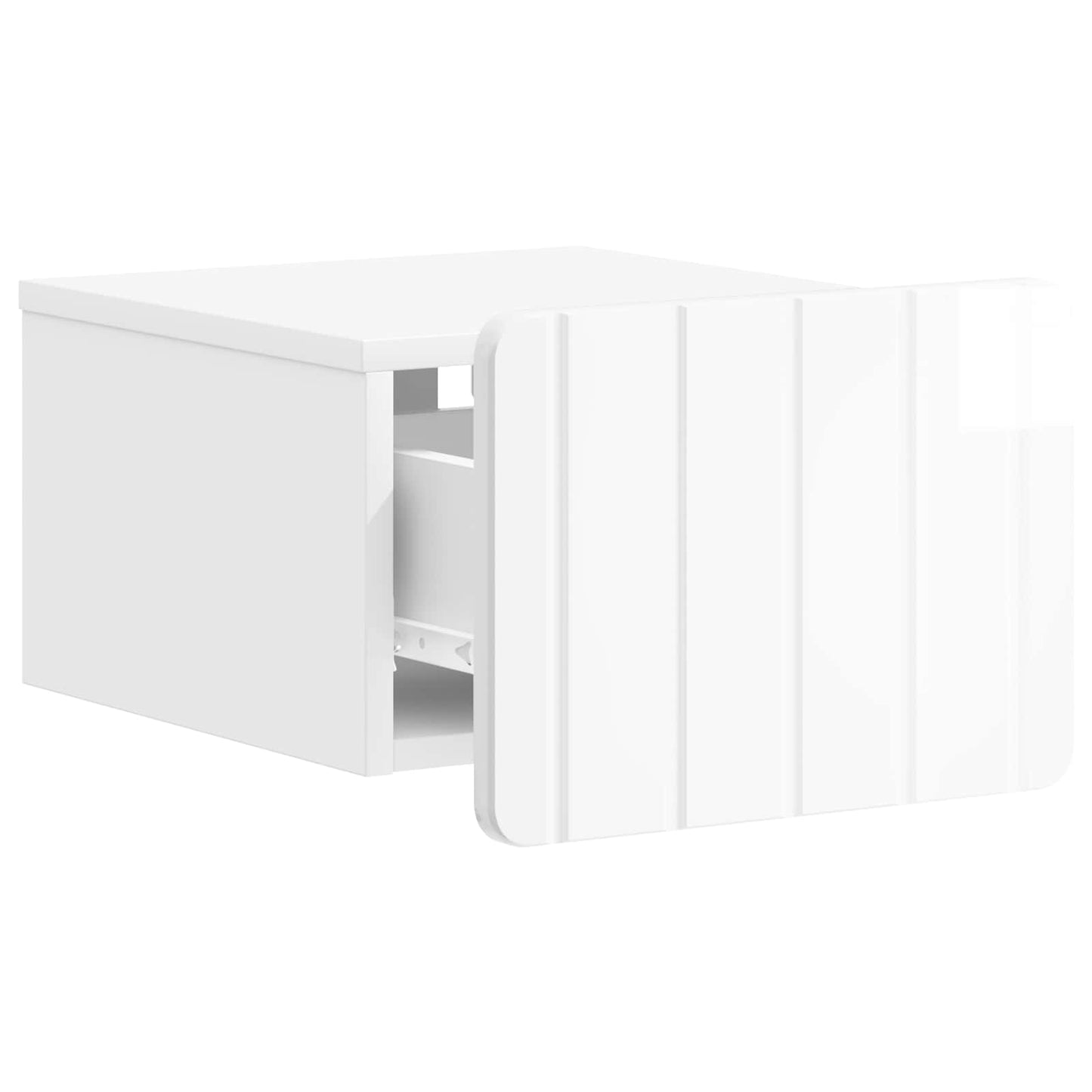 Wall-Mounted Bedside Cabinet with Drawer 2 pcs High Gloss White