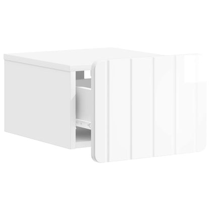 Wall-Mounted Bedside Cabinet with Drawer 2 pcs High Gloss White