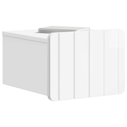 Wall-Mounted Bedside Cabinet with Drawer 2 pcs High Gloss White