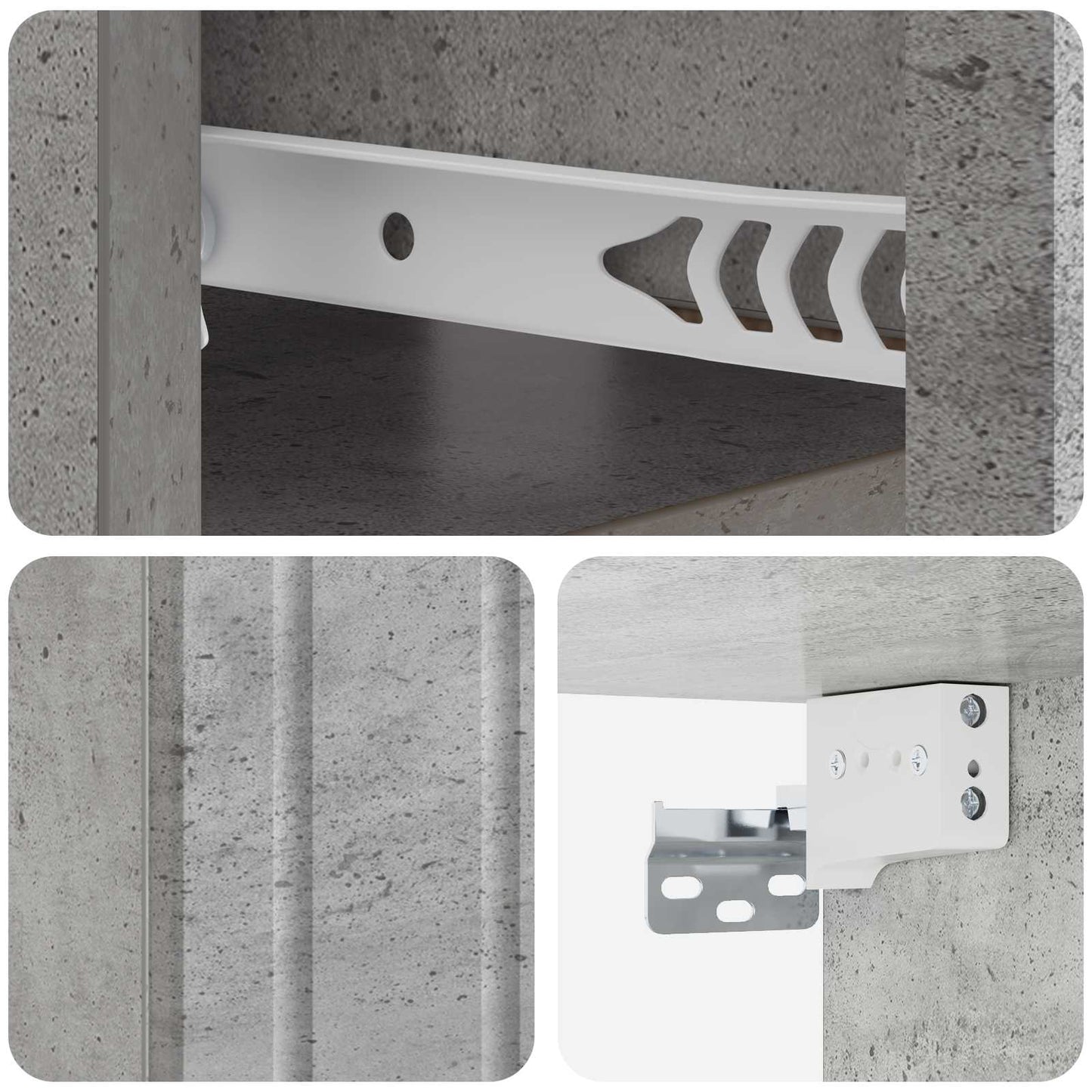Wall-Mounted Bedside Cabinet with Drawer 2 pcs Concrete Grey