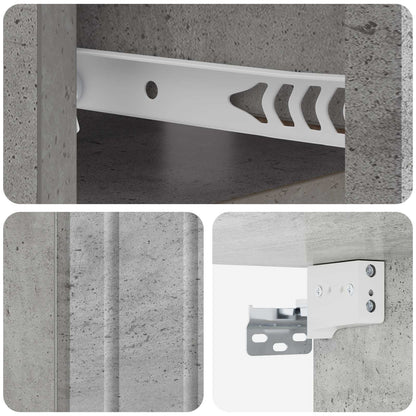 Wall-Mounted Bedside Cabinet with Drawer 2 pcs Concrete Grey